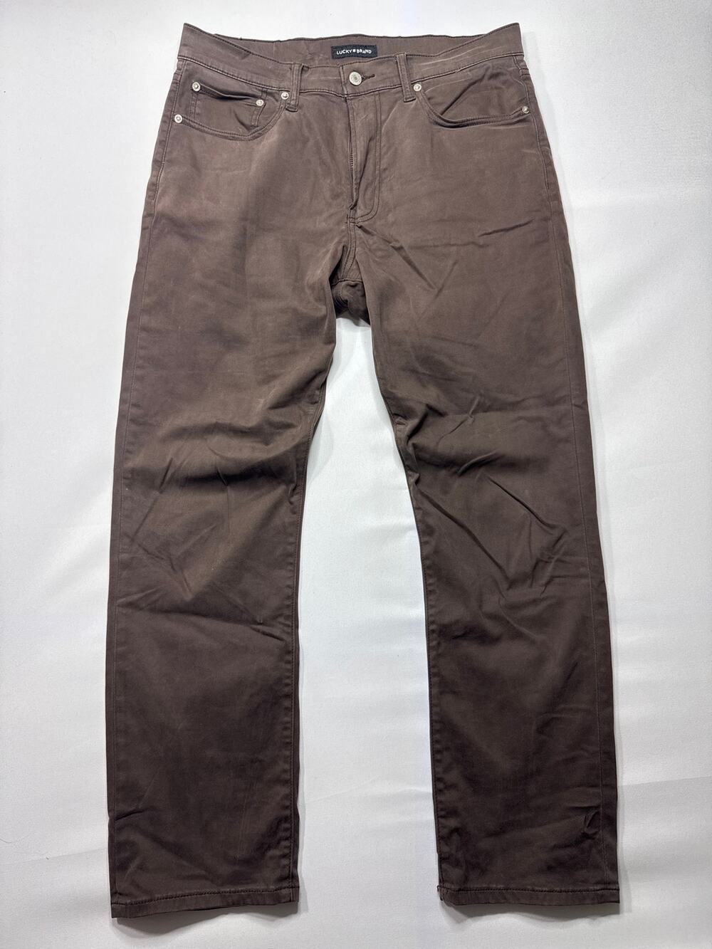 Lucky Brand Men's 410 Athletic Straight Brown 5‎ Pocket Pants - 33x30 (33x29)